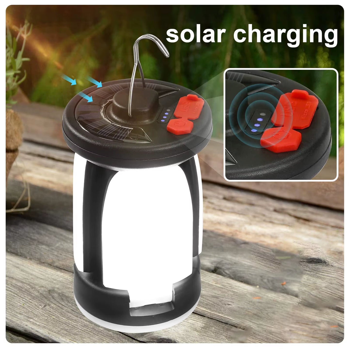 High Power Solar LED Camping Lantern Rechargeable 4500Mah 1000LM Emergency Power Bank Foldable 6 Light Modes for Camping Fishing