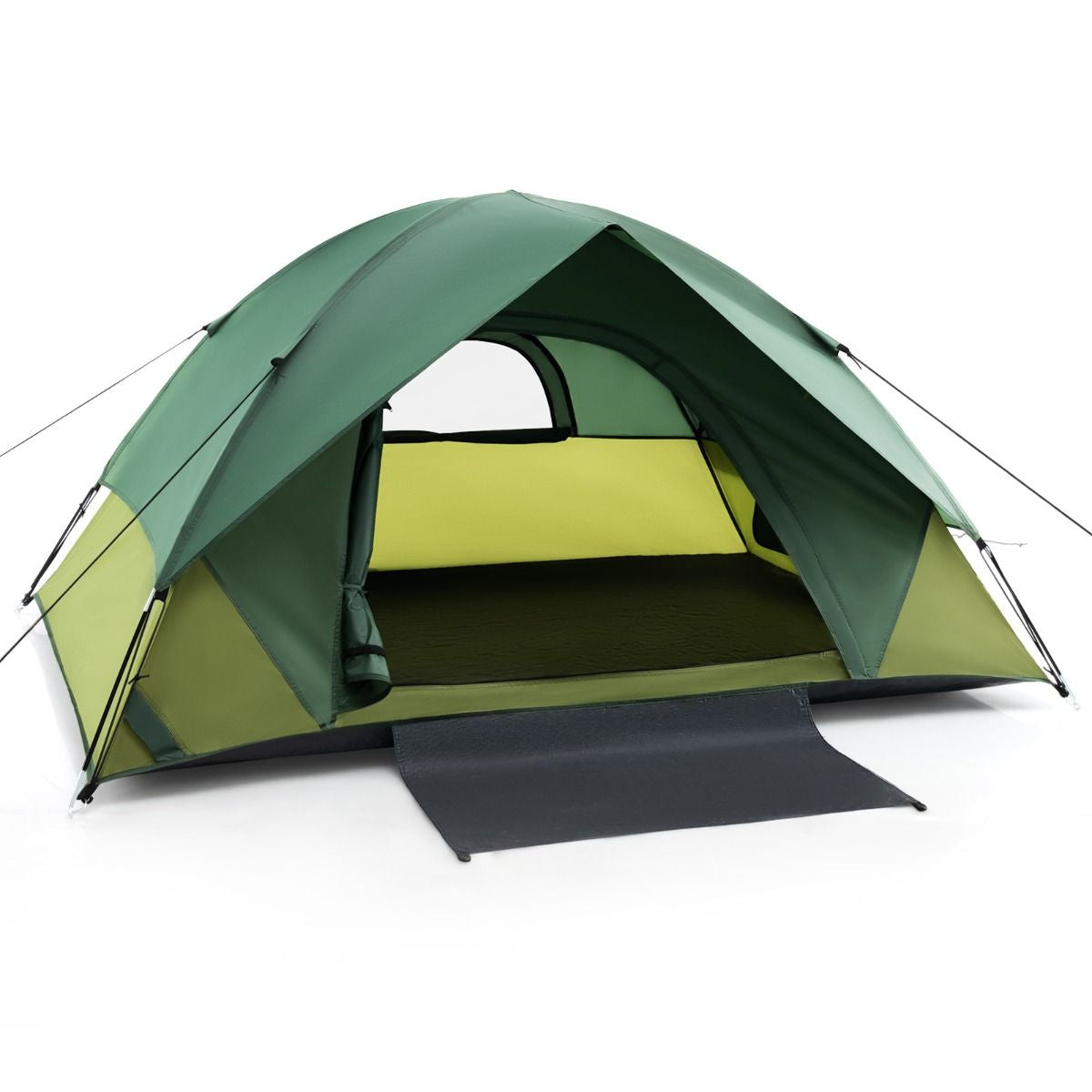 Tente De Camping Pour 2 Personnes Tente Dôme Avec Toit Amovible Porte Double Couches 2 Fenêtres En Maille Sac De Transport 216X156X116Cm Vert