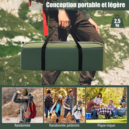 Tente De Camping Pour 2 Personnes Tente Dôme Avec Toit Amovible Porte Double Couches 2 Fenêtres En Maille Sac De Transport 216X156X116Cm Vert